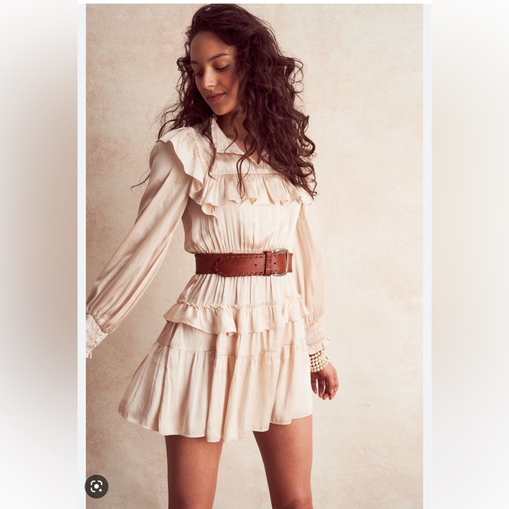 LoveShackFancy Silk Ruffled Mini Dress